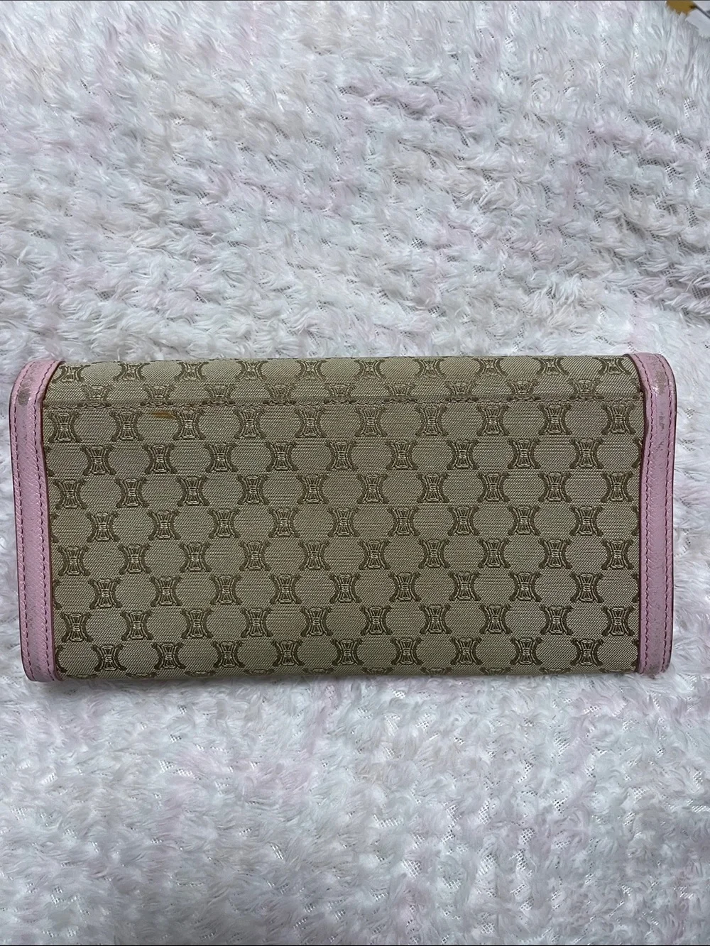 Celine Monogram Continental Wallet with Pink Trim